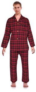 RK Classical Sleepwear Men’s 100% Cotton Flannel Pajama Set, Size Medium Red