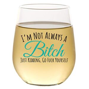I’m Not Always – Funny Wine Glasses for Women, Cute Wine Glass for Best Friend Gift, Funny Gift for Her, Stemless 15oz, Gift Box, Birthday Gifts for Women or Men, Unique, for Girlfriend, Sister, BFF