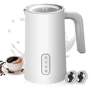 Milk Frother Steamer-Rocyis 4 in 1 Electric Milk Warmer and Steamer, 8.4oz/250ml Hot Cold Froth Maker, Auto Shut Off, Coffee Frother for Latte,Cappuccino,Hot Chocolate, House Warming Gift, White