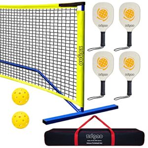 Zdgao Pickleball Set with 4 Paddles and Net – Official Size Net, 4-Pickleball Paddles, and 2 Outdoor Pickleball Balls, Outdoor Fun for Kids, Teens and Adults
