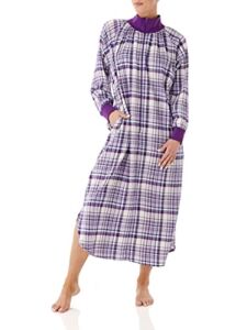 AmeriMark Women’s Flannel Plaid Long Night Gown Long Sleeve Lounge Dress Concord Large