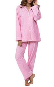 PajamaGram Pajamas for Women Soft – Cotton Jersey Ladies Pajamas, Pink, M, 8-10