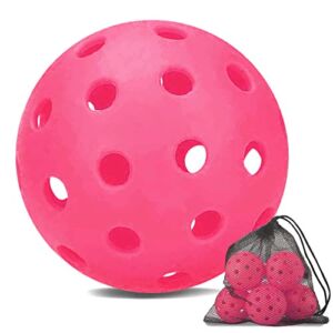 Vvinca Outdoor Pickleball Balls 6 Packs, Meet USAPA Requirement 40 Holes Pickleball, Pink