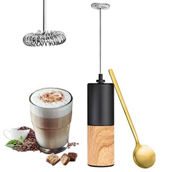 Milk Frother Handheld Electric Whisk – Portable Multifunction Stainless Steel Coffee Frother with Spoon Easy Use & Clean Drink Mixer Milk Foam Maker for Cappuccino Latte Hot Chocolate Matcha | The Storepaperoomates Retail Market - Fast Affordable Shopping