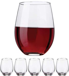 Stemless Wine Glasses Set, 18oz – Set of Elegant Cocktail Tumblers – Premium Glass Drinking Cups – Deluxe Gift Pack – Dishwasher Safe – by Kitchen Lux (6 Pack)