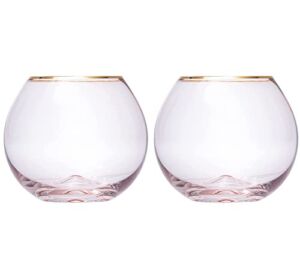 Colored Blush Pink & Gilded Rim Wine Glass, Large 18oz Glasses 2-Set Vibrant Color Vintage Tumblers for White & Red, Water, No Stem Glasses, Gift Idea – The Wine Savant (Stemless Wine glasses)