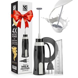 K-Brands Corded Electric Milk Frother with Plug in – Handheld Electric Whisk Stirrer Whipper – Foam Maker for Coffee, Latte, Cappuccino, Hot Chocolate – Powerful Drink Mixer