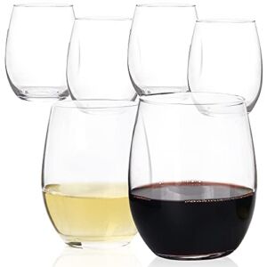 20oz Stemless Wine Glasses Set of 6, Large Wine Cup For Enhanced Aeration, Red or White Wine Tumbler Bulk, Lead-free