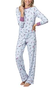 PajamaGram Womens PJs Sets Cozy – Ultra Soft Women Pajamas, Blue, 2X, 20-22