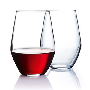 Le’raze Stemless Wine Glasses [Set of 12] Elegant Wine Glass Great For White Or Red Wine, 19oz. Clear Glass