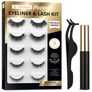 Magnetic Eyelashes, Magnetic lashes, Magnetic Eyelash kit, Magnetic Eyeliner with Magnetic False Lashes Natural Look-No Glue Needed (5 pairs)