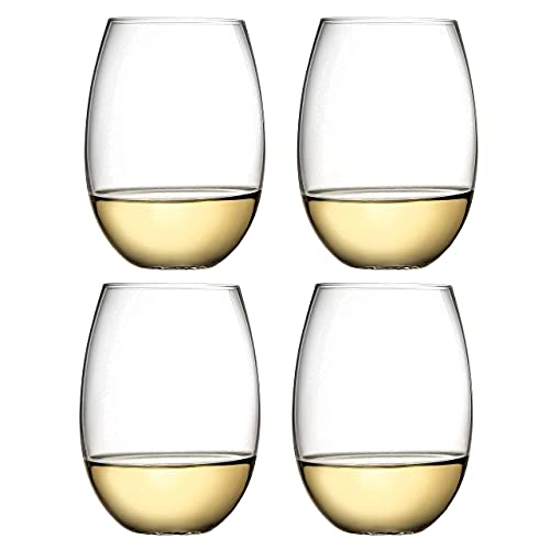 Royalty Art European Stemless White Wine Cups (4-Piece Set) Classic Craftsmanship, Elegant Hosting Glassware , Modern, Heavy-Duty Borosilicate Glass Crystal , Dishwasher Safe (Clear a) | The Storepaperoomates Retail Market - Fast Affordable Shopping