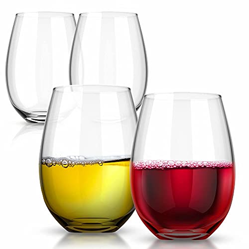 Royalty Art European Stemless White Wine Cups (4-Piece Set) Classic Craftsmanship, Elegant Hosting Glassware , Modern, Heavy-Duty Borosilicate Glass Crystal , Dishwasher Safe (Clear a) | The Storepaperoomates Retail Market - Fast Affordable Shopping