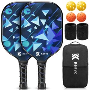 Kenvc Pickleball Paddles Set of 2, Graphite Rackets, Lightweight Racquets, Honeycomb Core, Comfy Grip, 4 Balls for Outdoors and Indoors, 2 Wristbands, 1 Carry Bag, Fit for All Ages and Skill Levels