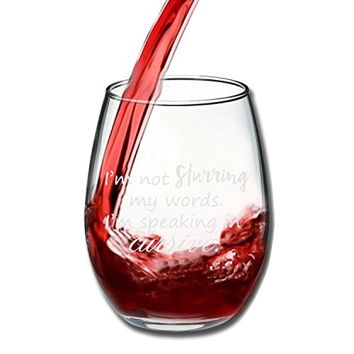 I’m Not Slurring My Words. I’m Speaking in Cursive | Cute Funny 15oz Stemless Wine Glass | Unique Gift Idea for Mom, Dad, Wife, Husband, Sister, Best Friend | Birthday Gifts for Men or Women | The Storepaperoomates Retail Market - Fast Affordable Shopping