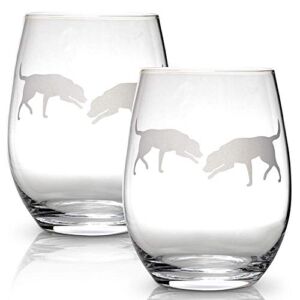 Labrador Retriever Stemless Wine Glasses (Set of 2) | Unique Gift for Dog Lovers | Hand Etched with Breed Name on Bottom