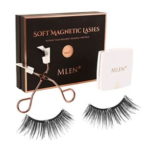 MLEN Dual Magnetic Eyelashes – Soft Magnets False Eyelashes Reusable 3D Lashes Extension with Tweezers NO Eyeliner and Glue Free (Style C)