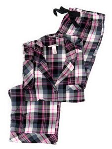 Victoria’s Secret The Flannel Long PJ Pajama Set, Black White Pink Plaid, X-Large