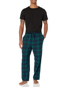 Nautica Men’s Plaid Flannel Pajama Pant Set, True Black, XL
