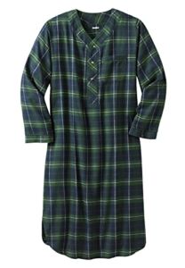 KingSize Men’s Big & Tall Plaid Flannel Nightshirt – Tall – 2XL/3X, Balsam Plaid Blue Pajamas