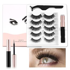 Magnetic Eyeliner for Magnetic Lashes Set， Coivos Lashes Kit, With Reusable Lashes，Most Natural Magnetic Lashes ,Best Reusable Waterproof Liner Pen and Lashes （5 Pairs）