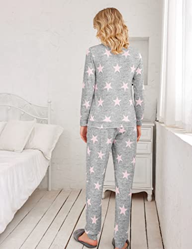 Ekouaer Womens Pajama Set Long Sleeve Sleepwear Star Print Nightwear Soft Pjs Lounge Sets with Pockets | The Storepaperoomates Retail Market - Fast Affordable Shopping