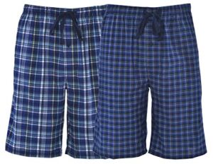 Hanes Men’s & Big Tall Men’s Woven Stretch Pajama Shorts – 2 Pack, Navy Plaid, Medium