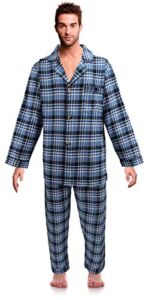 Casual Trends Classical Sleepwear Men’s 100% Cotton Flannel Pajama Set, Size X-Large Blue