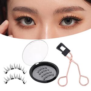 outopen Magnetic Eyelashes Natural Look Magnetic Manga Lashes Anime False Lashes, Soft Reusable 3D Fake Lashes Extension, No Eyeliner or Glue Needed, 2 Pairs Pack with Tweezers(Style-02)
