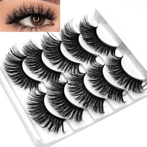 outopen 3D Mink Lashes Natural Wispy False Eyelashes 15mm Fluffy Long Eye Lashes Eye Makeup Tools 5 Pairs Pack(Q3 | 13-15MM)