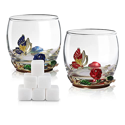 Stemless Wine Glasses, Set of 2, 11 oz, Unique & Funny Whiskey Wine tumbler wedding Gift Glass Set with 6 Beverage Chilling Stones for Bridal Shower Engagement Anniversary | The Storepaperoomates Retail Market - Fast Affordable Shopping