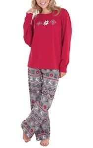 PajamaGram Cotton Pajamas for Women – Christmas Pajamas for Women, Gray, M, 8-10