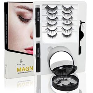 Magnetic Eyelashes with Eyeliners Kit 3D 6D natural looking long thick 8 pairs magnetic eyelashes No glue