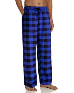 Alimens & Gentle Men’s Heavyweight Plaid Sleep Pajama Pants Flannel Lounge Sleep Pant Adjustable Waistband -Color: Adjustable-Blue&Black, Size: Large