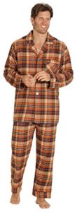 EVERDREAM Sleepwear Mens Flannel Pajamas, Long 100% Cotton Pj Set, Size Large Brown Rust