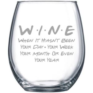 Best Friends Funny Stemless Wine Glass Wine Tumbler Drinking Glass 17 Oz with Funny Sayings For Women & Men