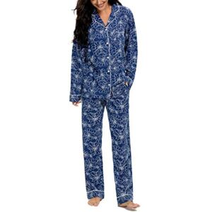 Womens Pajamas Set Long Sleeve Sleepwear Button Down Pj Sets Comfy Soft Loungewear