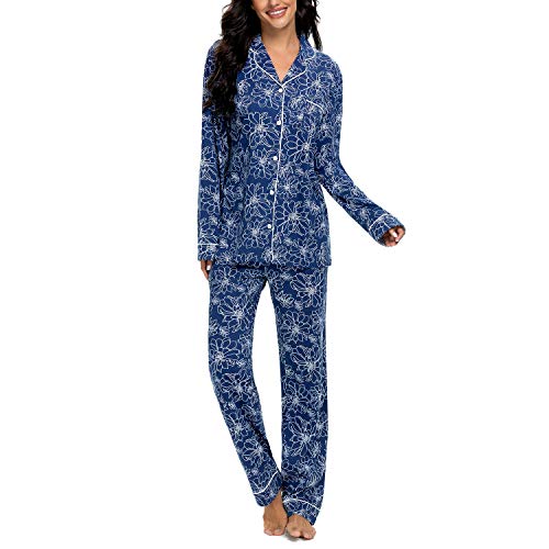 Womens Pajamas Set Long Sleeve Sleepwear Button Down Pj Sets Comfy Soft Loungewear | The Storepaperoomates Retail Market - Fast Affordable Shopping