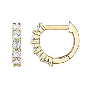 PAVOI 14K Yellow Gold Plated 2.5mm Wide Cubic Zirconia Cuff Earrings Huggie Stud