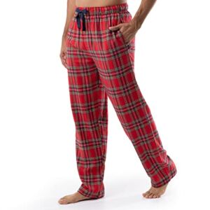 IZOD Men’s Woven Flannel Sleep Pant, Red Plaid, Medium