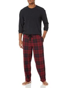 Wrangler Men’s Flannel Fleece Pajama Sleep Set, Black/Plaid, XX-Large