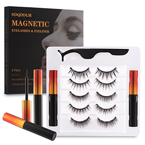 Magnetic Eyelashes, Magnetic lashes, Magnetic Eyelash kit, 5 Pairs Magnetic Eyelashes, 2 Tubes Magnetic Eyeliner, Magnetic False Lashes Faux Mink Natural Look, Reusable, Waterproof, No Glue Needed | The Storepaperoomates Retail Market - Fast Affordable Shopping