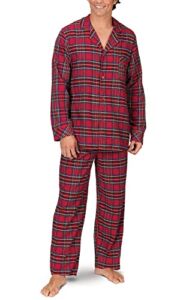 PajamaGram Mens Flannel Pajamas Sets – Cotton Mens Pajamas, Button Top, Red, MD