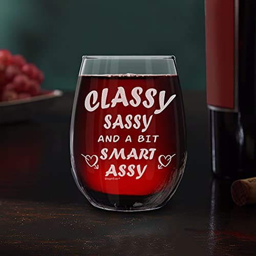 shop4ever Classy Sassy And A Bit Smart Laser Engraved Stemless Wine Glass Funny Drinking Wine Glass For Bestfriend Sister Daughter | The Storepaperoomates Retail Market - Fast Affordable Shopping