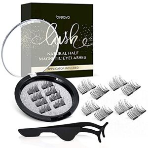 Breavo Dual Magnetic Eyelashes, Natural Half Lash, Accent Lashes, Light Weight & Reusable, Updated 3D False Eyelashes with Applicator(8pcs)