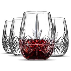 Godinger Wine Glasses, Acrylic Stemless Wine Glasses, Red Wine Glasses, Drinking Glass, Shatterproof and Reusable – Dublin Collection, Set of 4