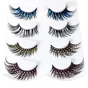 Fake Color Magnetic Eyelashes Set (4 pairs) – 3D Looking Reusable Eye Lashes Extension for Halloween and Cosplays, Costume Parties – Cruelty-Free False Eyelashes