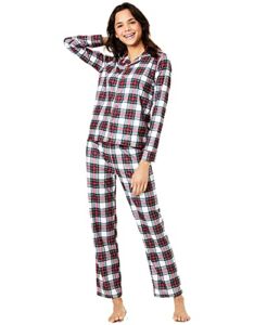 Family Pajamas Christmas Matching Plaid Notched Collar Flannel Pajama Set Dog Stewart Plaid L