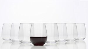 Stemless Wine Glasses – Unbreakable Shatterproof BPA Free Plastic Tritan (Set of 8) 16oz – Dishwasher Safe