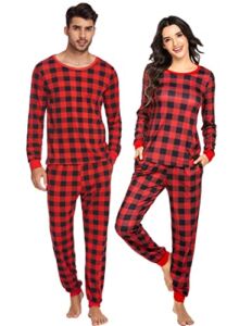 Ekouaer Men’s Pajama Set Buffalo Plaid Christmas Pjs Soft and Comfortable Flannel Sleepwear